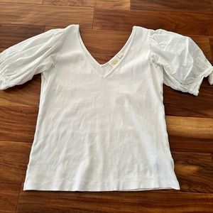 Maeve puff sleeve cream top